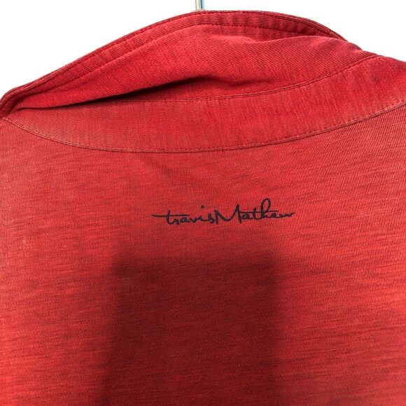 Travis Mathew Shirt Mens Large Red Polo Casual Golf Stretch Embroidered Flag - Picture 10 of 11